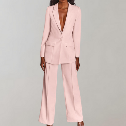 Dames Blazer Broek Set Elegant Zwart Costume