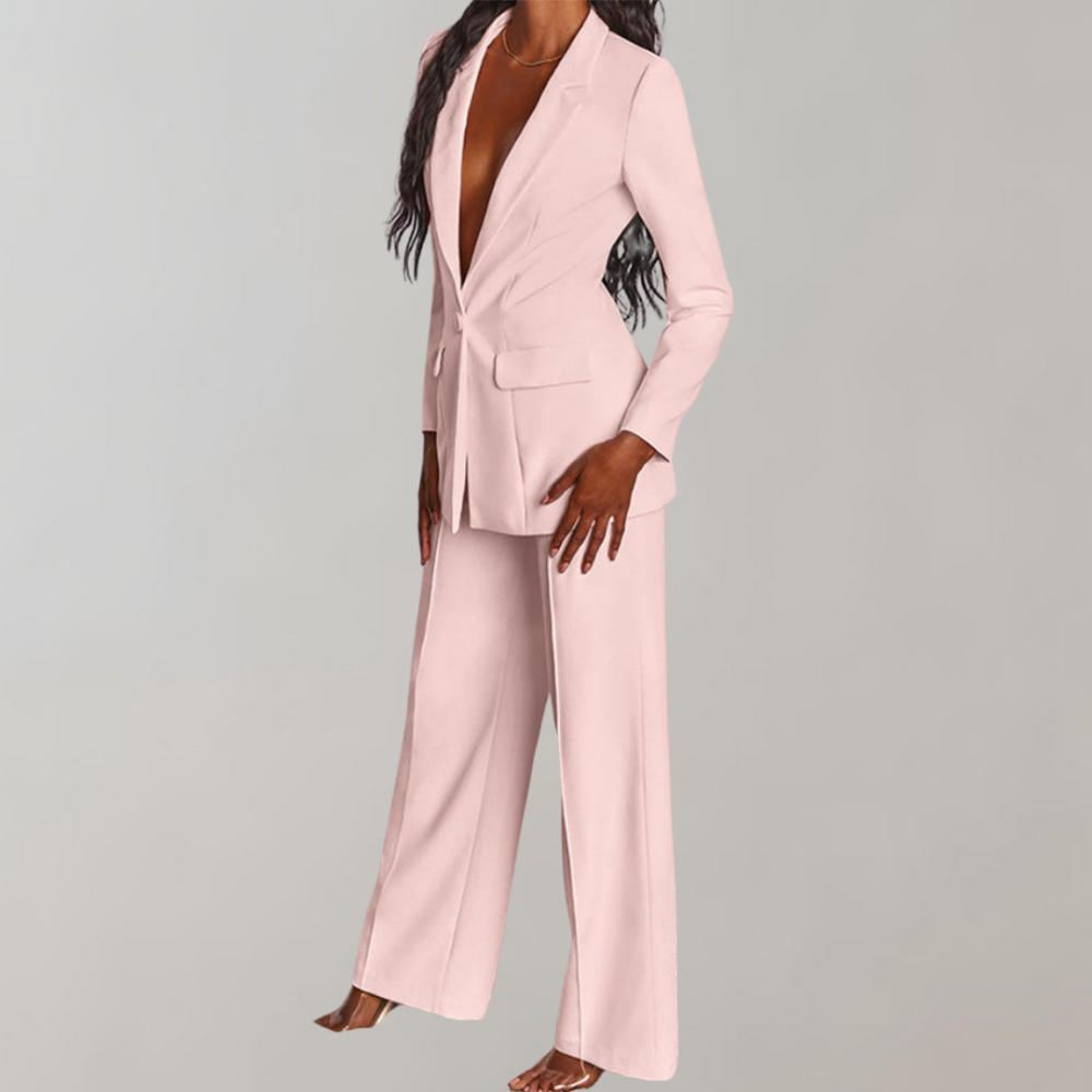 Dames Blazer Broek Set Elegant Zwart Costume