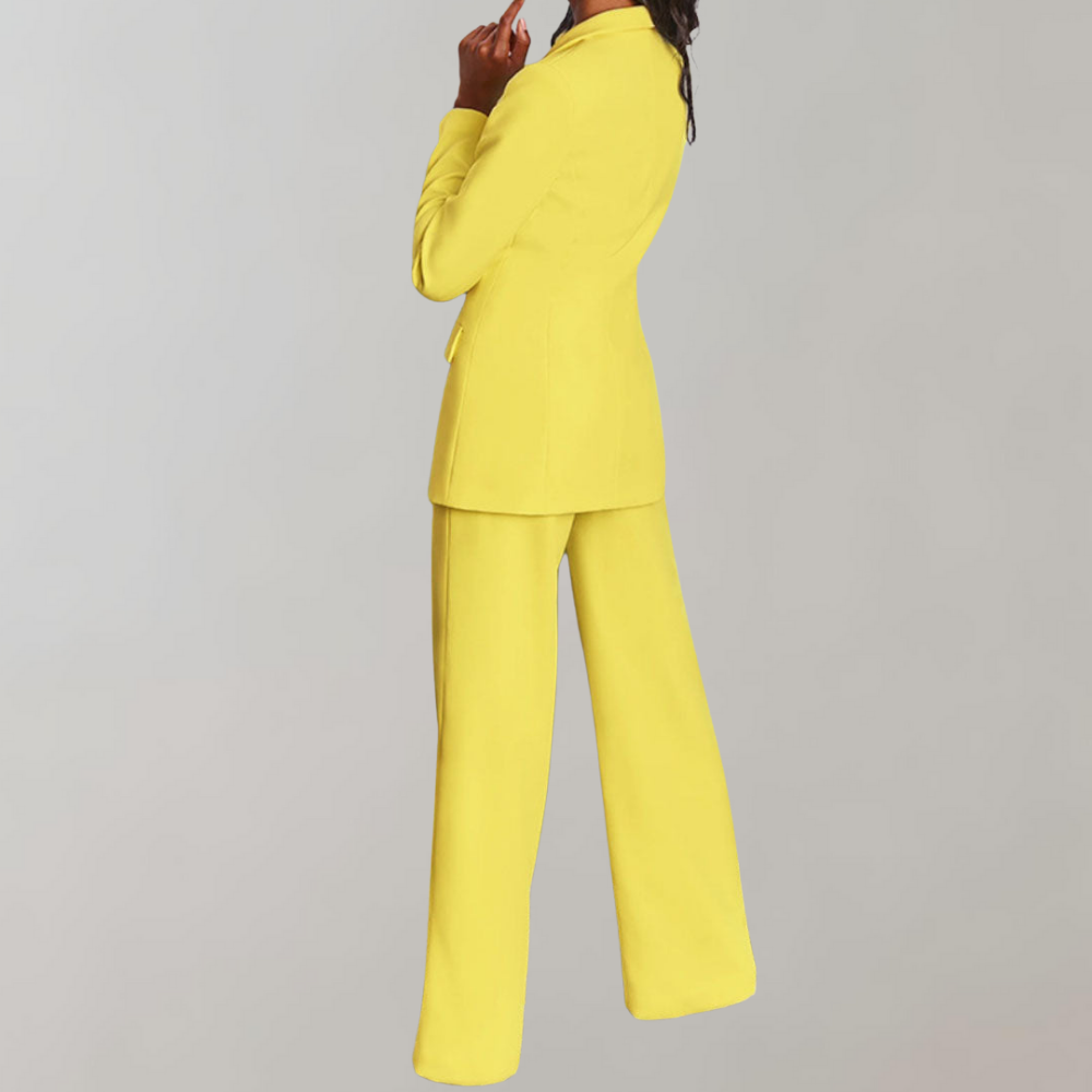 Dames Blazer Broek Set Elegant Zwart Costume