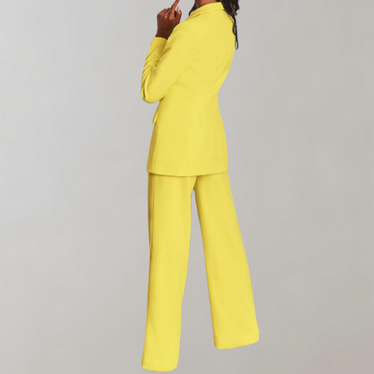 Dames Blazer Broek Set Elegant Zwart Costume