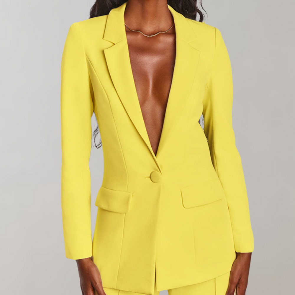 Dames Blazer Broek Set Elegant Zwart Costume
