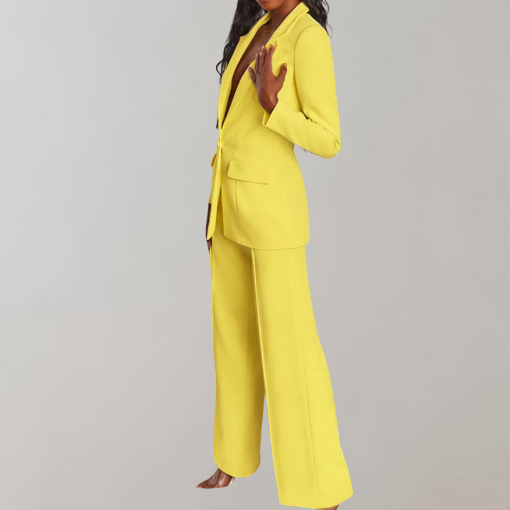 Dames Blazer Broek Set Elegant Zwart Costume