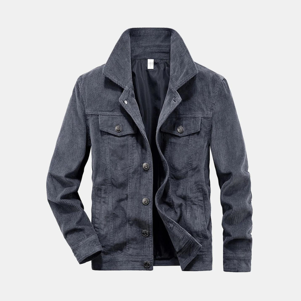 Grijze Corduroy Jas Comfortabel voor Heren en Dames - Mode Vibes