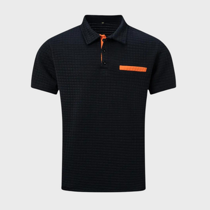 Poloshirt met Wafelstructuur en Contrastkleur