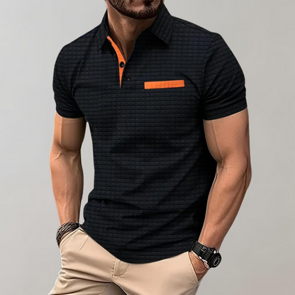 Poloshirt met Wafelstructuur en Contrastkleur