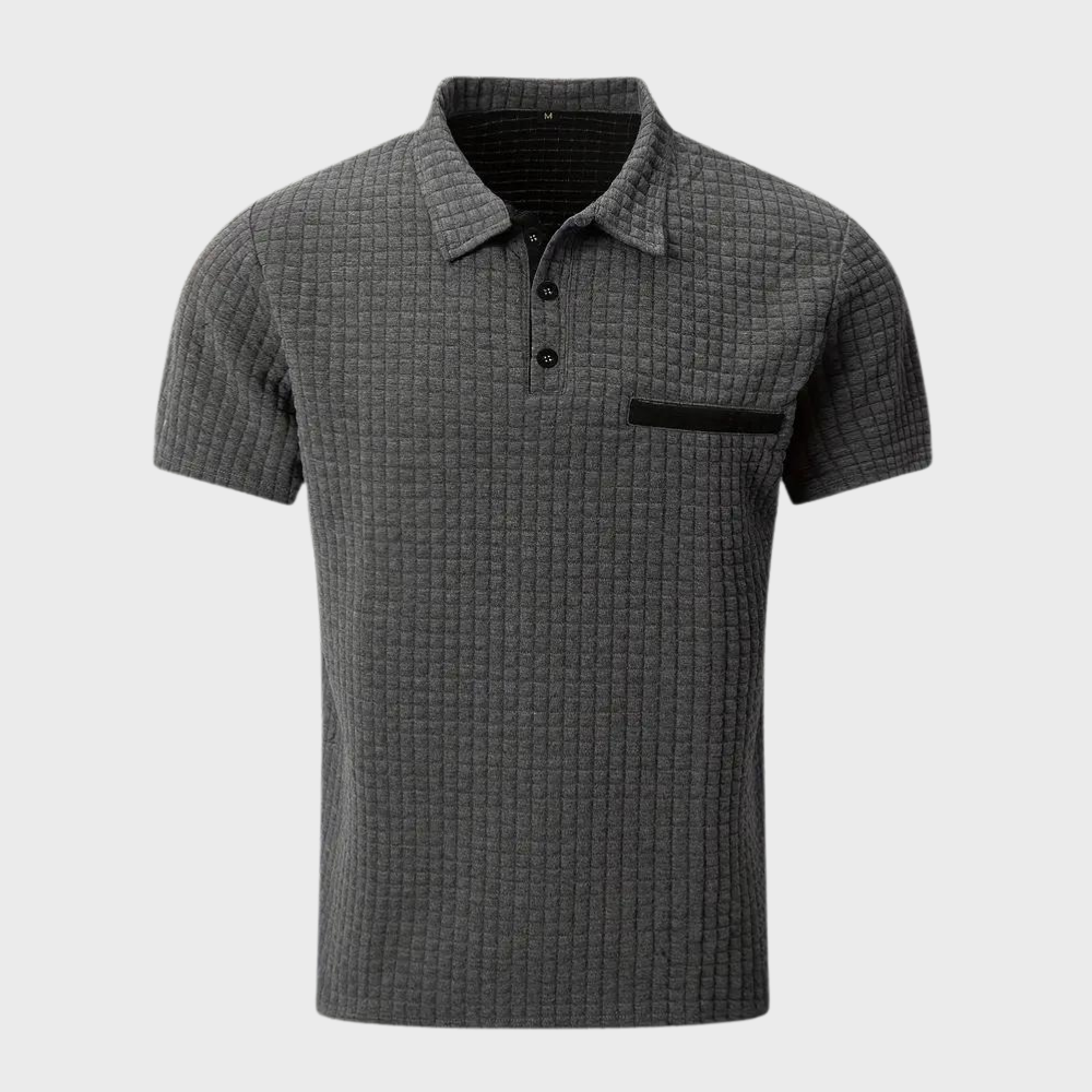 Poloshirt met Wafelstructuur en Contrastkleur