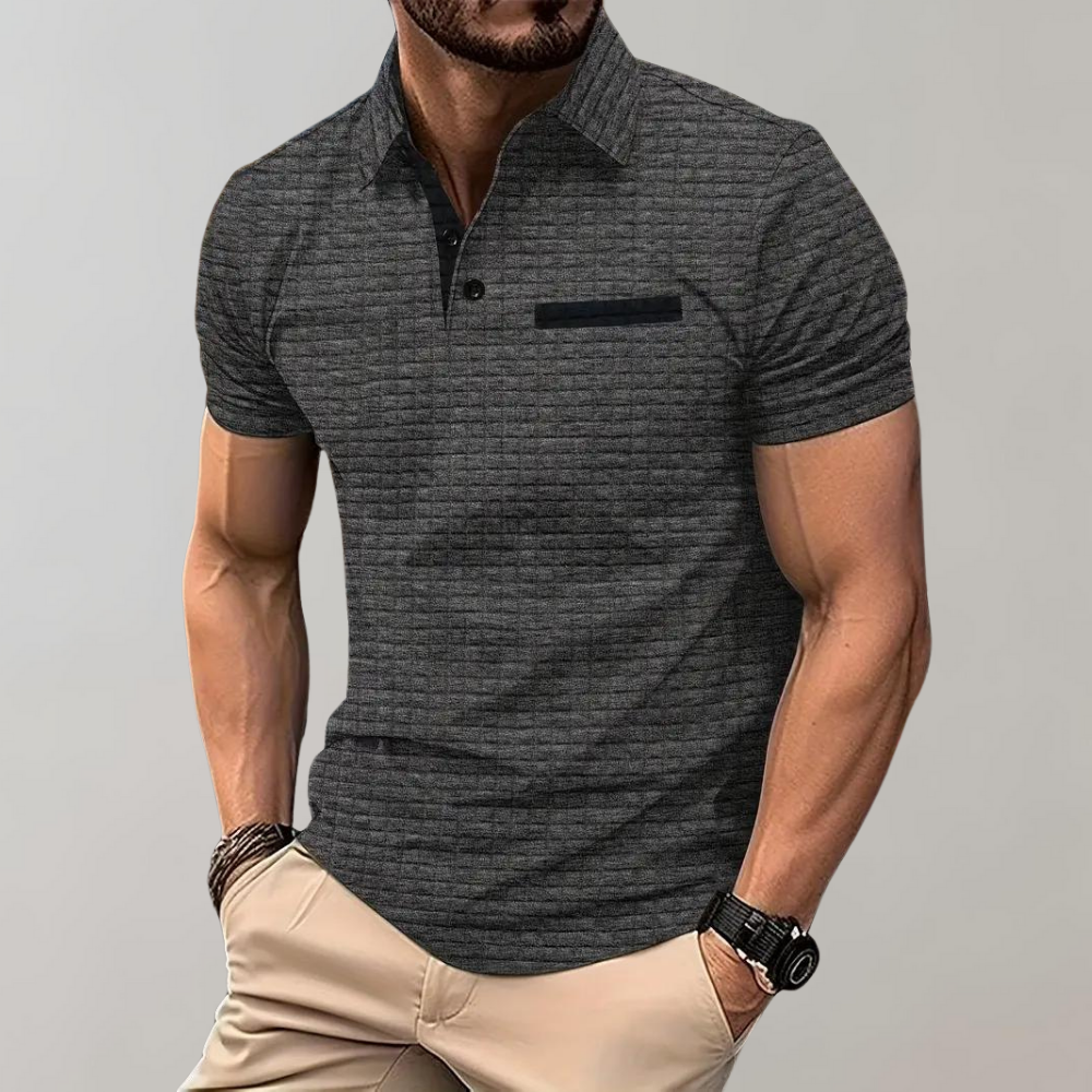 Poloshirt met Wafelstructuur en Contrastkleur