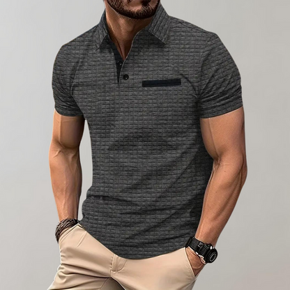 Poloshirt met Wafelstructuur en Contrastkleur