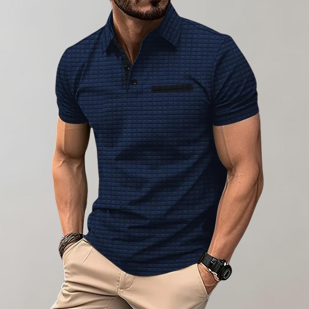 Poloshirt met Wafelstructuur en Contrastkleur
