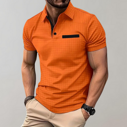Poloshirt met Wafelstructuur en Contrastkleur