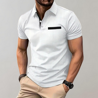 Poloshirt met Wafelstructuur en Contrastkleur