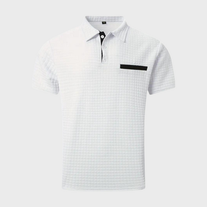 Poloshirt met Wafelstructuur en Contrastkleur
