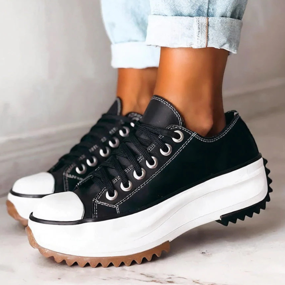 Dames Sneakers Platform Zwart Trendy Nova