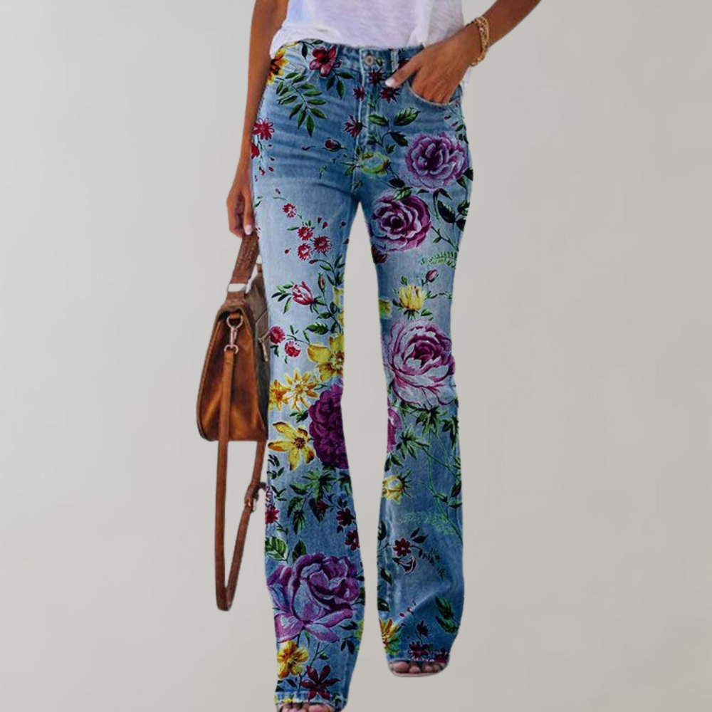 Rosa Flared Jeans met Knopen voor Vrouw