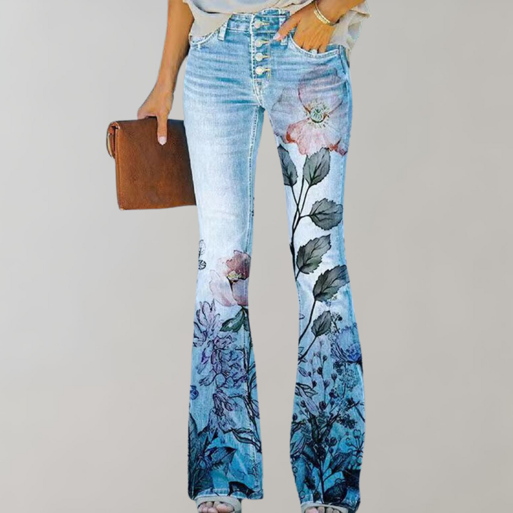 Rosa Flared Jeans met Knopen voor Vrouw