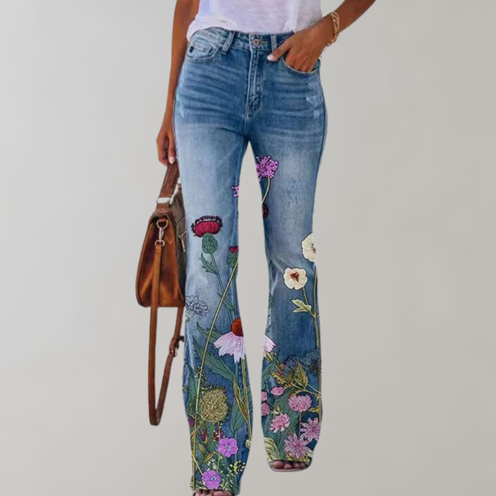 Rosa Flared Jeans met Knopen voor Vrouw