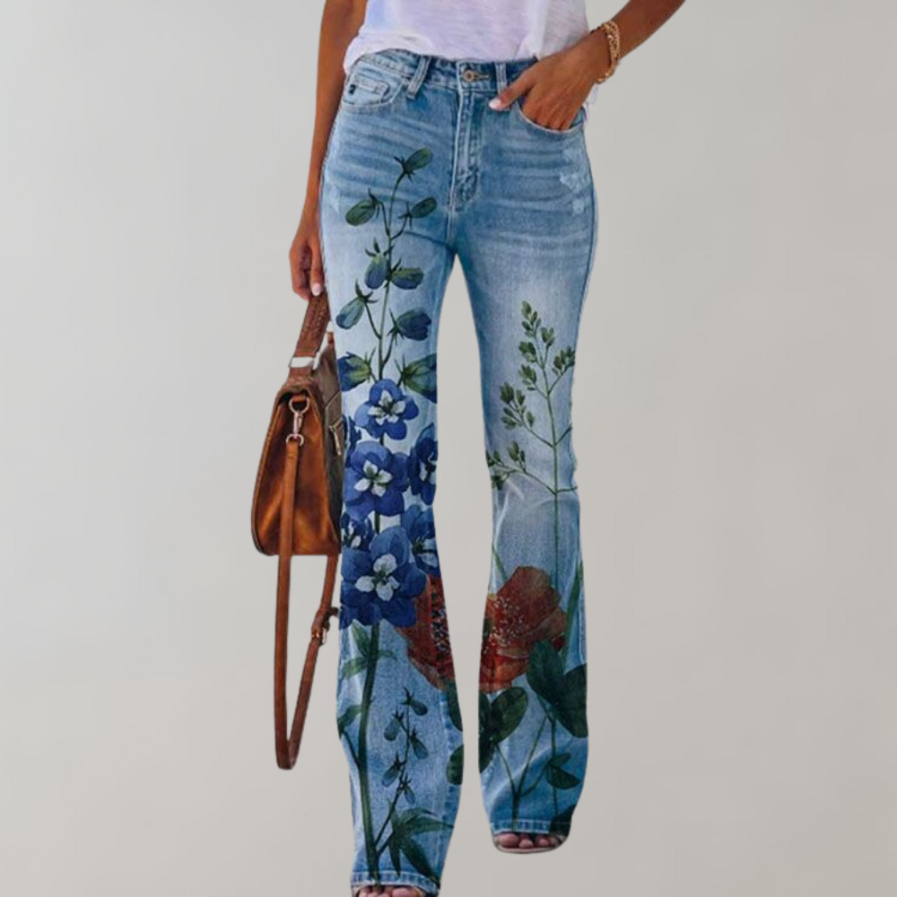 Rosa Flared Jeans met Knopen voor Vrouw