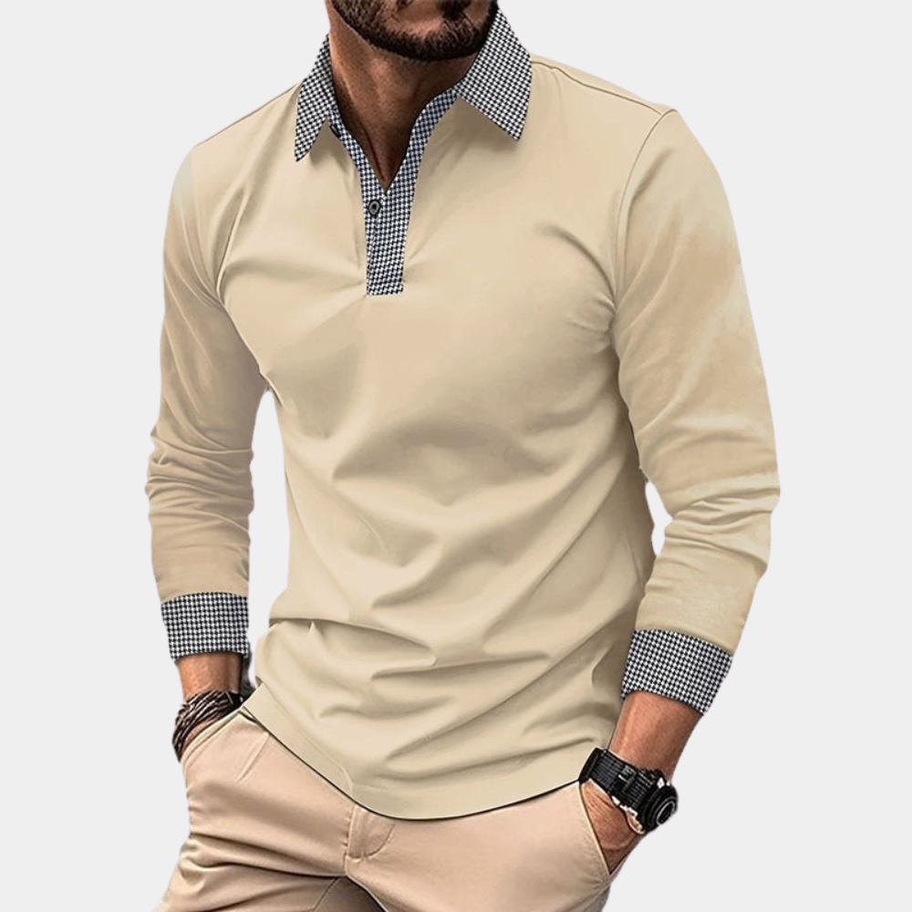 Heren Polo Lange Mouwen Casual Katoen Finn - Mode Vibes