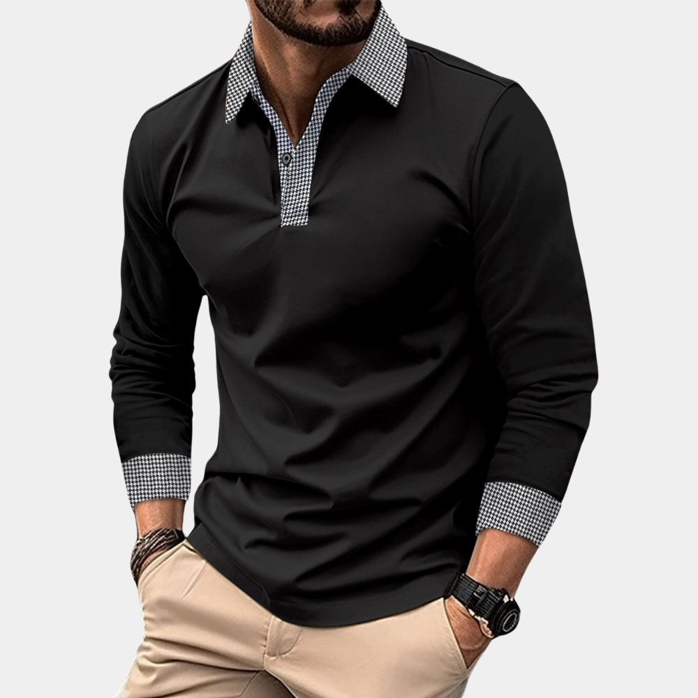 Heren Polo Lange Mouwen Casual Katoen Finn