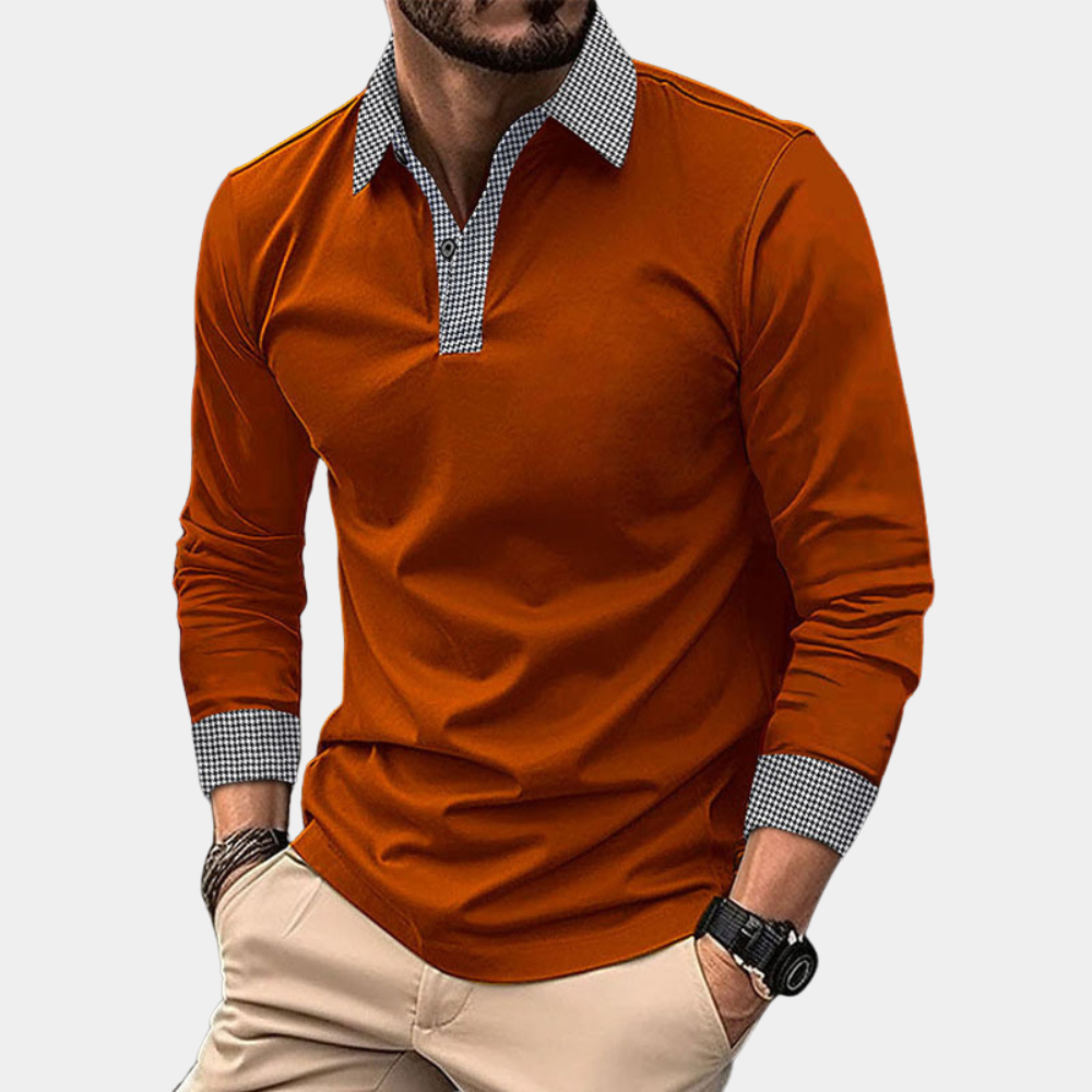 Heren Polo Lange Mouwen Casual Katoen Finn