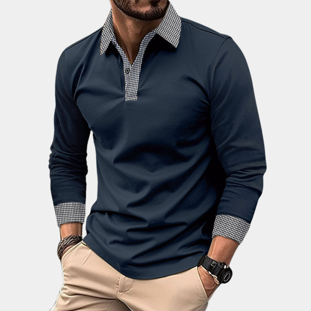 Heren Polo Lange Mouwen Casual Katoen Finn