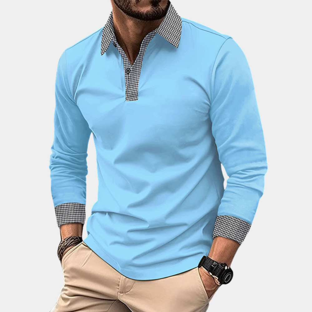 Heren Polo Lange Mouwen Casual Katoen Finn