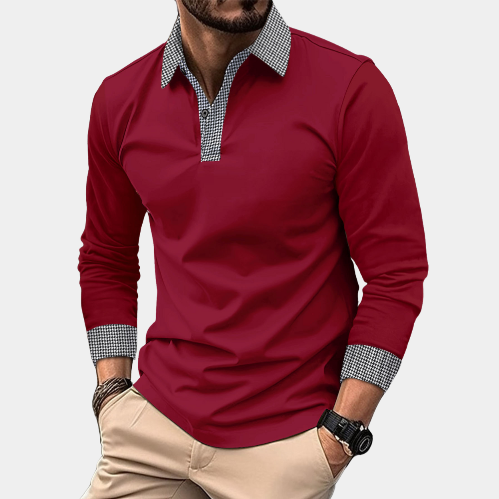 Heren Polo Lange Mouwen Casual Katoen Finn
