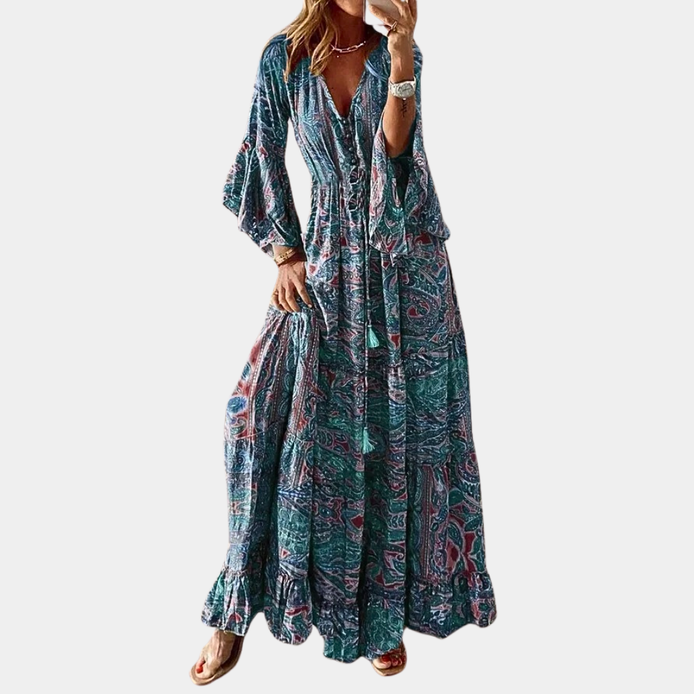 Vrouwen Jurk Boho Stijl Lange Maxi Jurk - Mode Vibes