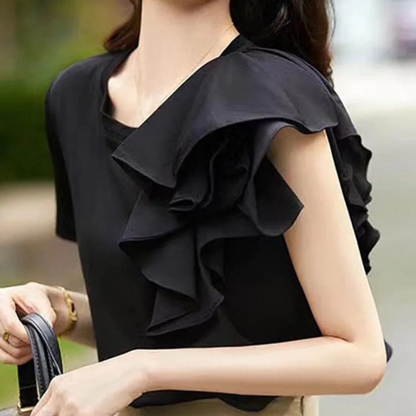 Dames Top Asymmetrisch Ruches Zomerse Stijl