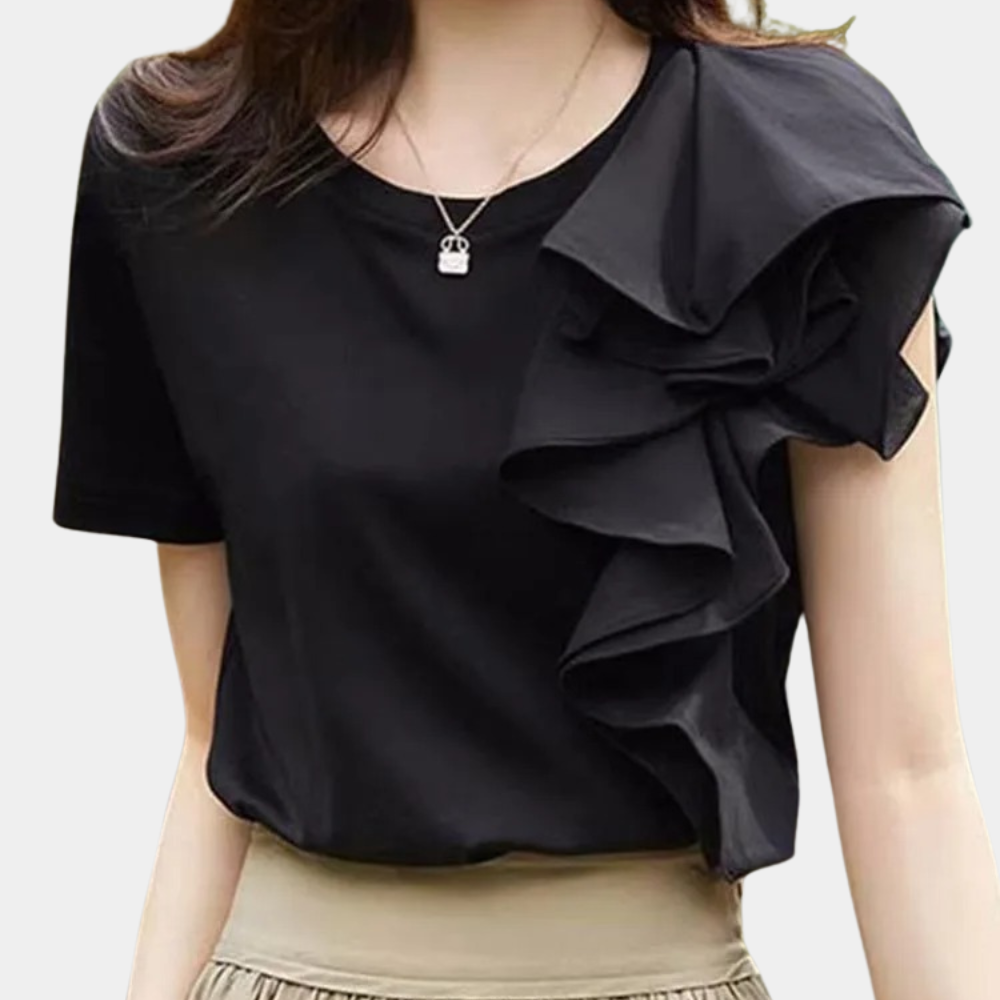 Dames Top Asymmetrisch Ruches Zomerse Stijl - Mode Vibes