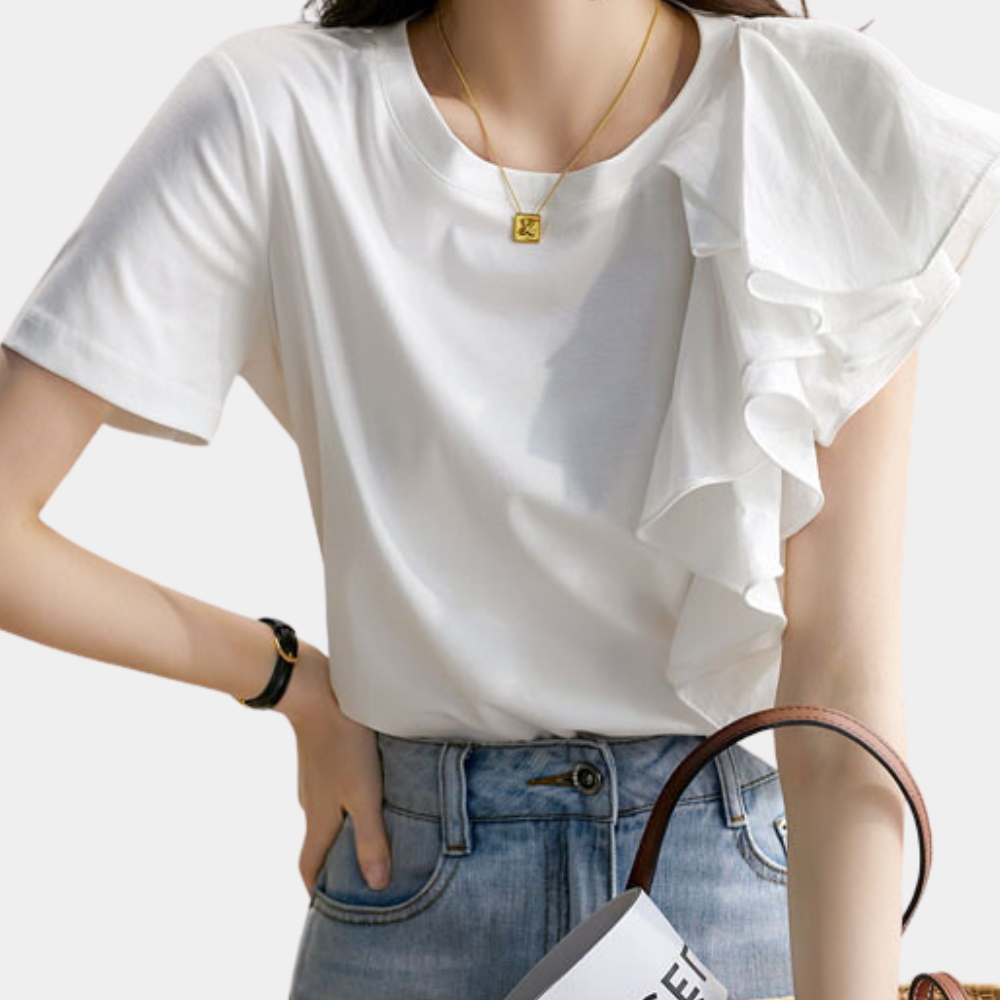 Dames Top Asymmetrisch Ruches Zomerse Stijl