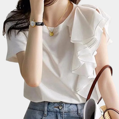 Dames Top Asymmetrisch Ruches Zomerse Stijl