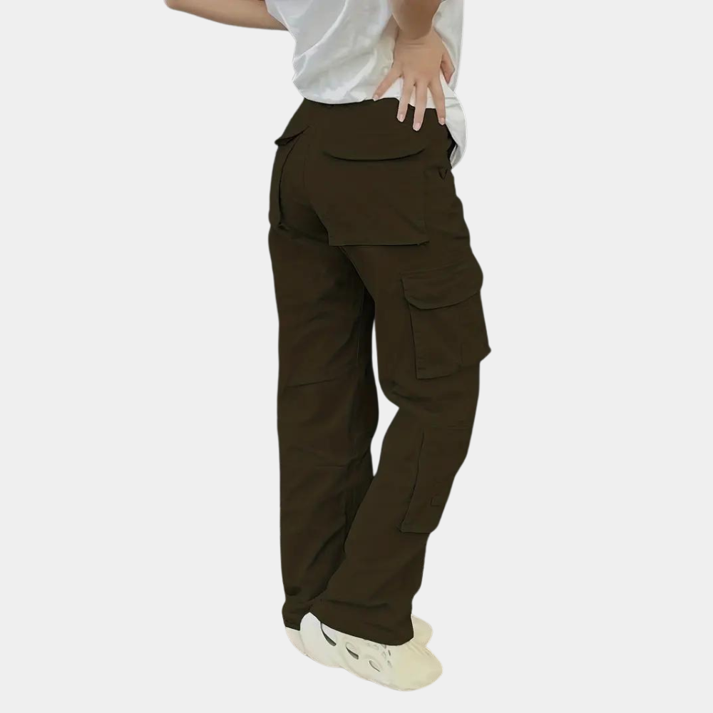 Dames Cargobroek High Waist Zwart Comfortabel