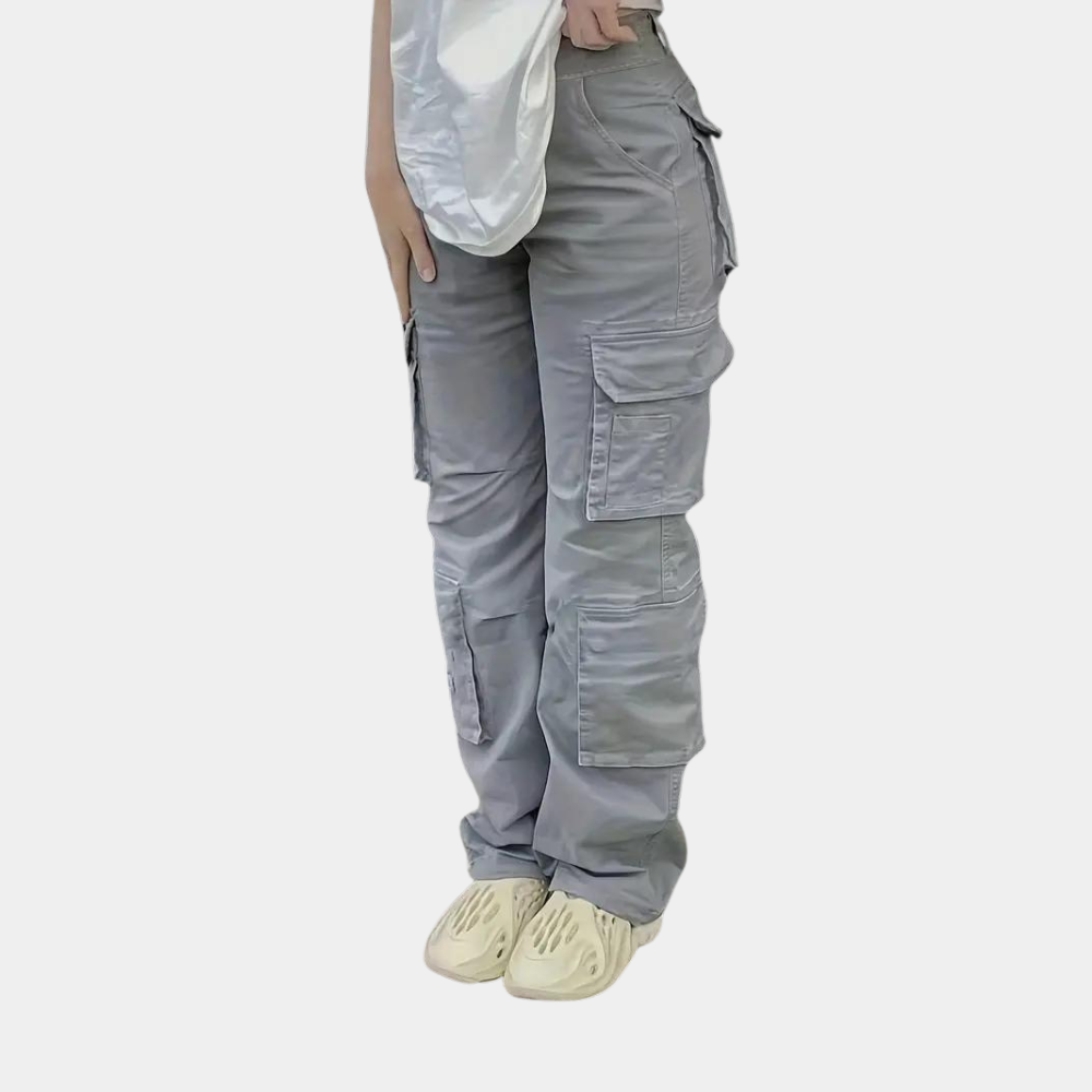 Dames Cargobroek High Waist Zwart Comfortabel