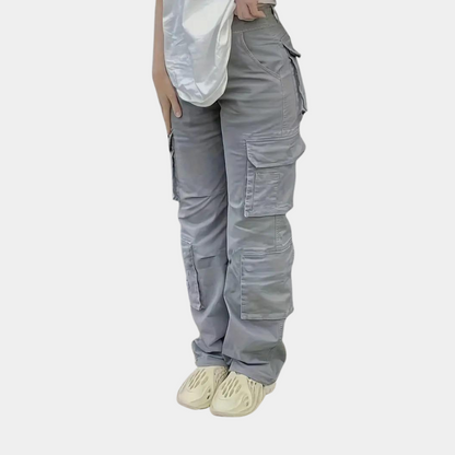Dames Cargo Broek Straight Fit Zwart Bonnie