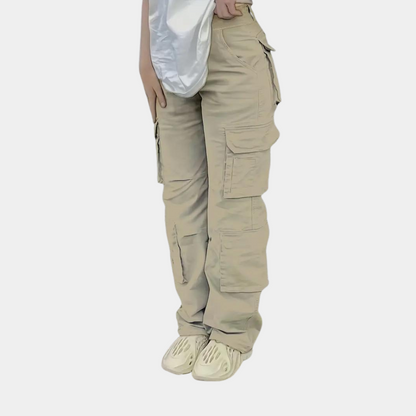 Dames Cargo Broek Straight Fit Zwart Bonnie