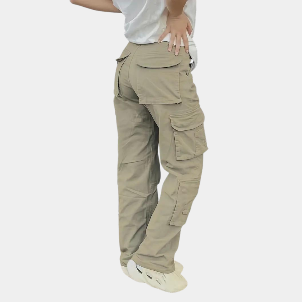 Dames Cargo Broek Straight Fit Zwart Bonnie