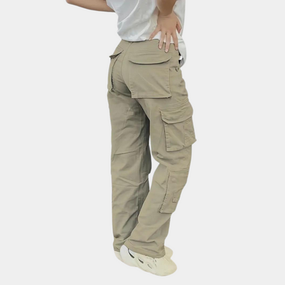 Dames Cargo Broek Straight Fit Zwart Bonnie