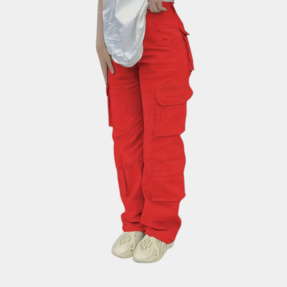 Dames Cargobroek High Waist Zwart Comfortabel