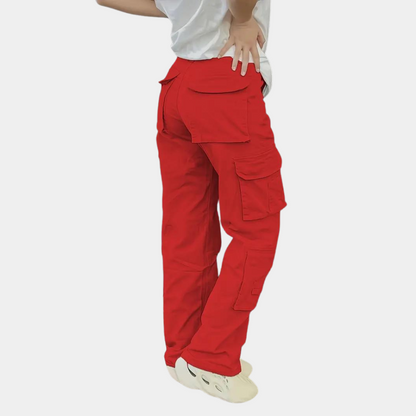 Dames Cargo Broek Straight Fit Zwart Bonnie