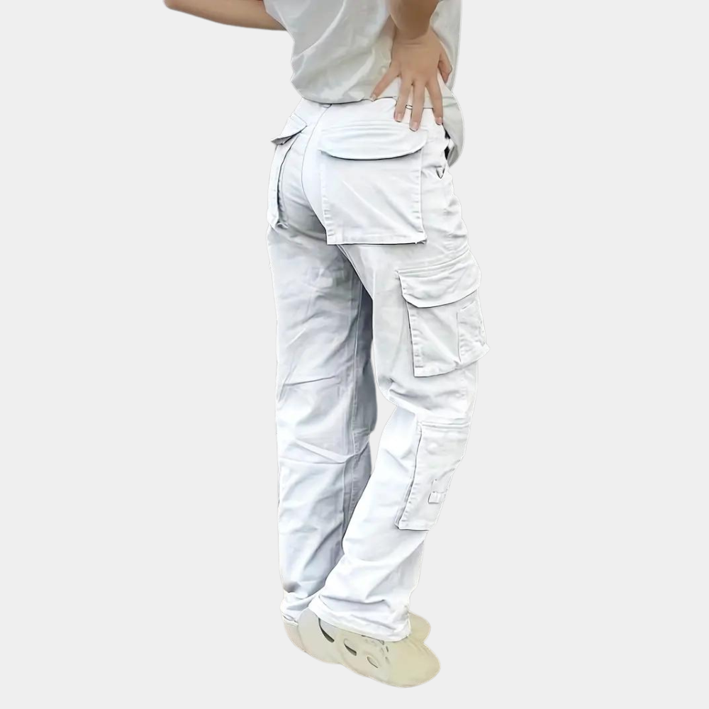Dames Cargobroek High Waist Zwart Comfortabel
