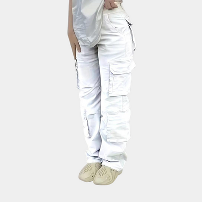 Dames Cargo Broek Straight Fit Zwart Bonnie