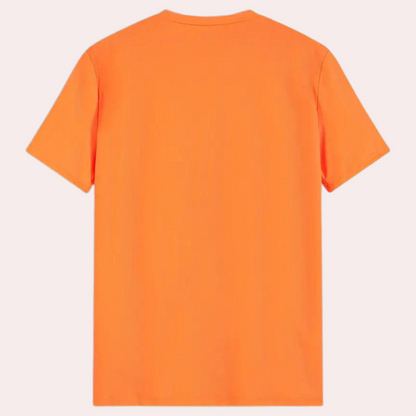 Mannen T-Shirt Oranje Ronde Hals Korte Mouw