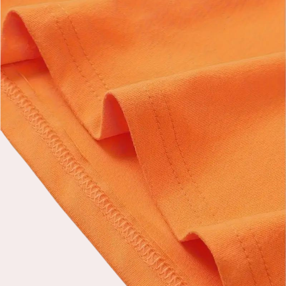Mannen T-Shirt Oranje Ronde Hals Korte Mouw
