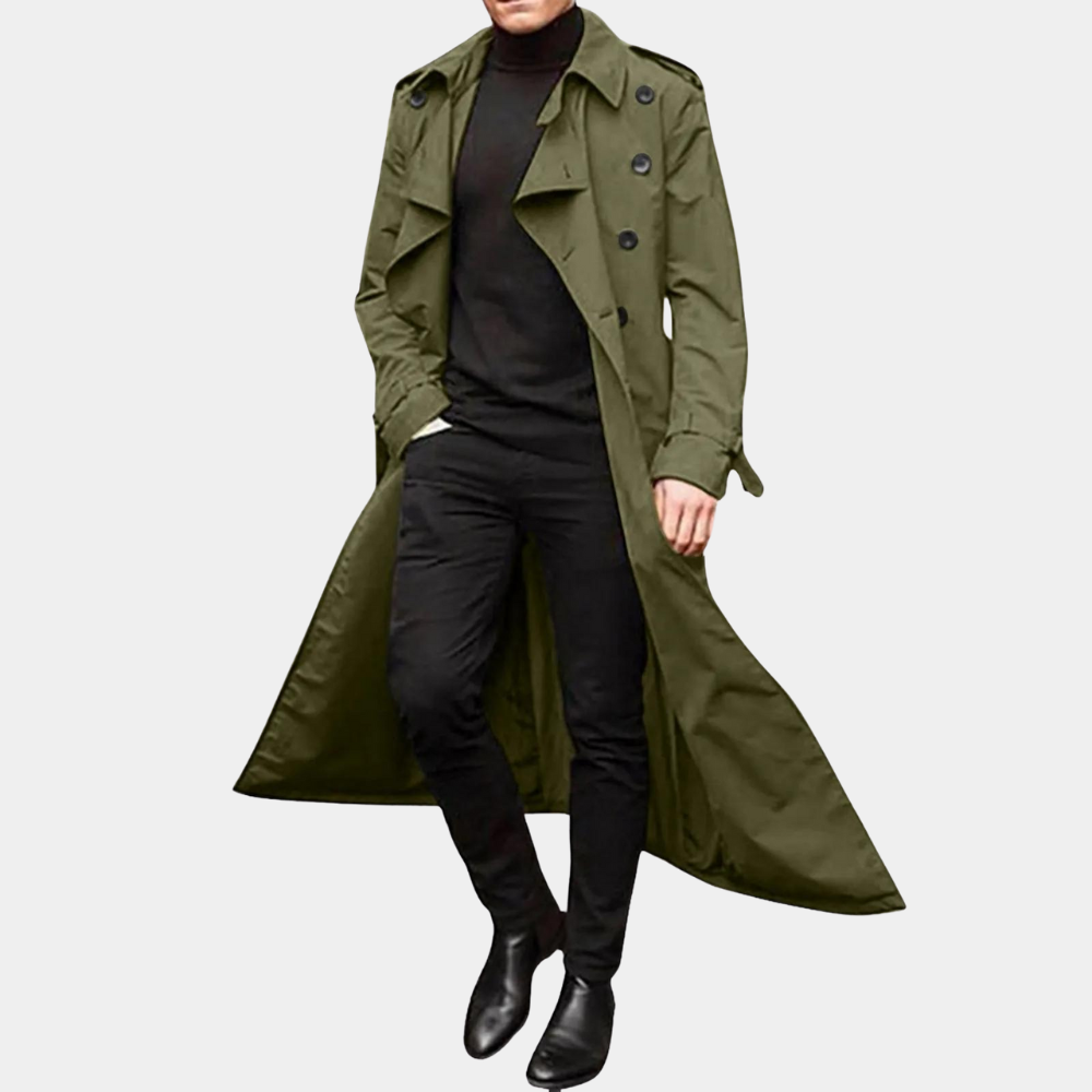 Heren Trenchcoat – Dubbelrijig – Met Riemsluiting aan de Mouwen – Klassieke Revers – Stijlvol & Duurzaam