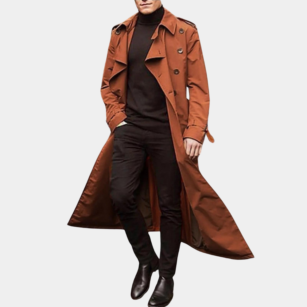 Heren Trenchcoat – Dubbelrijig – Met Riemsluiting aan de Mouwen – Klassieke Revers – Stijlvol & Duurzaam