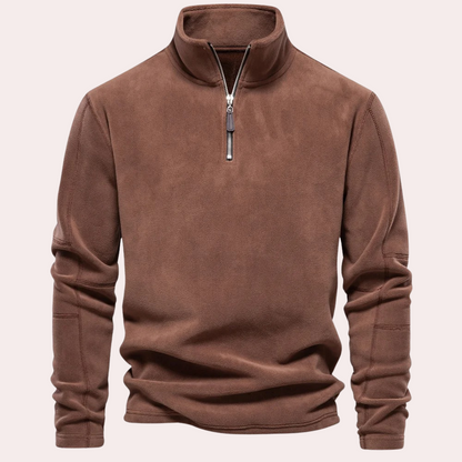 Heren sweater met halve rits – Losse pasvorm en opstaande kraag