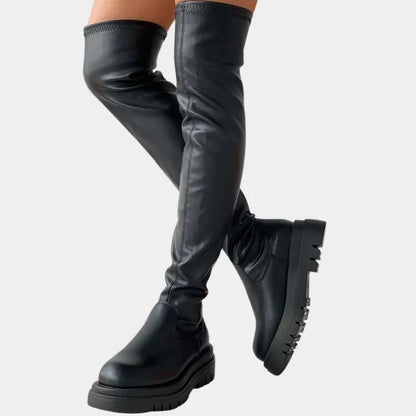 Overknee Laars Chic Zwart Hoge Hak