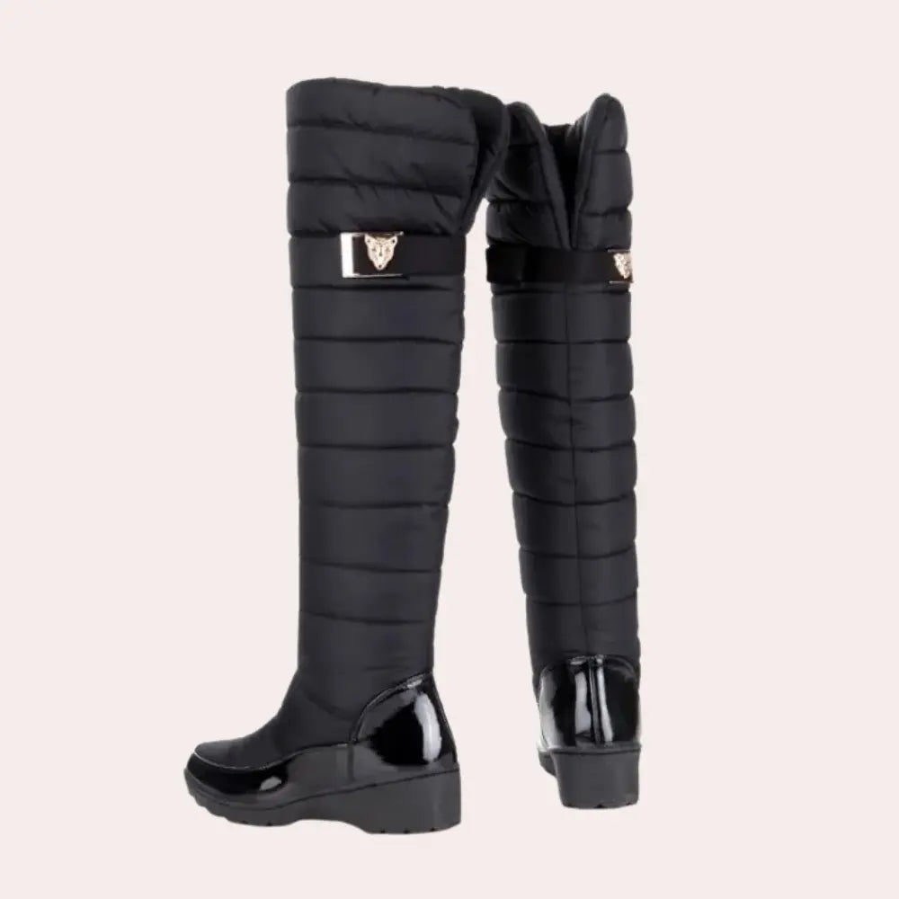 Overknee Laarsjes Warm Chique Leer Zwart