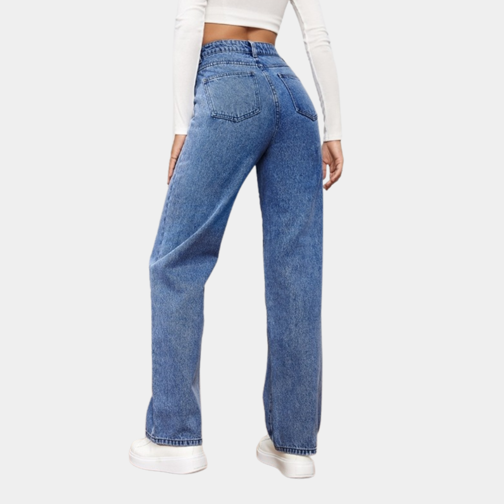 Dames Wide Leg Jeans Comfortabel Zomer Model - Mode Vibes